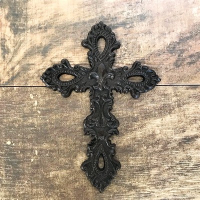 56414 - CAST IRON FLEUR DE LI WALL CROSS